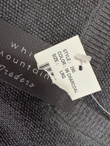 White Mountain Traders New Mens Charcoal Cotton Sweater Size Large L V-neck NWT - Picture 11 of 14