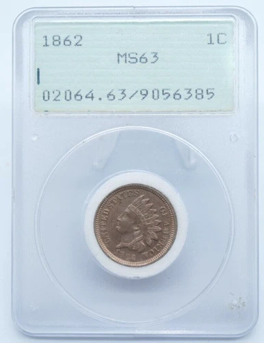 1862 Indian Head 1c Cent PCGS MS63 Old Rattler Holder Foam Piece  - T010