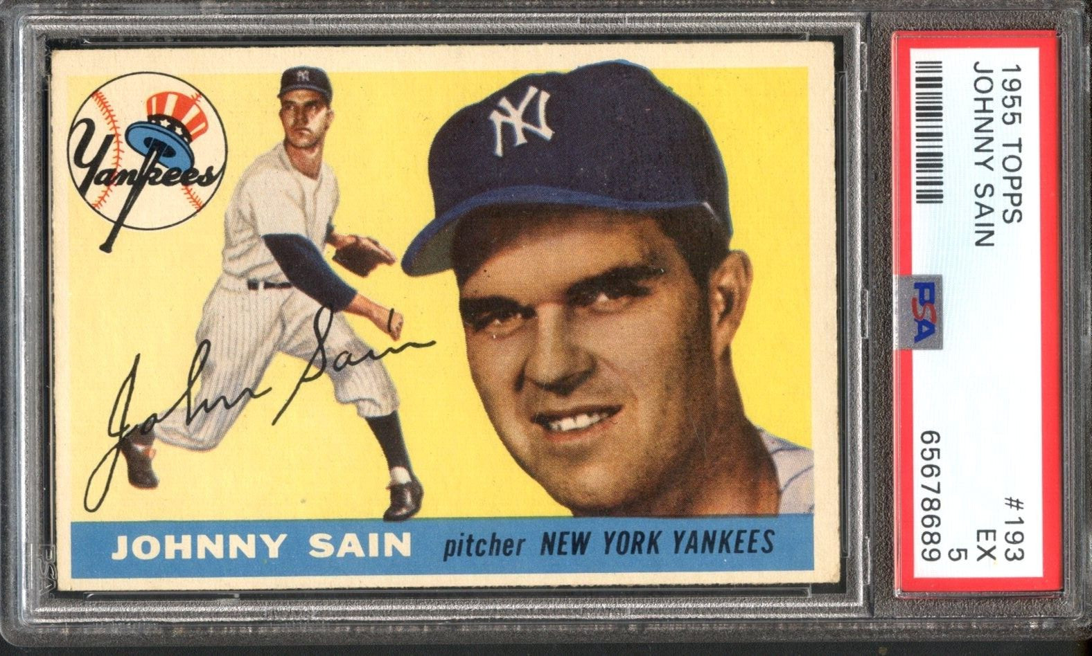 1955 Topps Tough High #193 Johnny Sain PSA 5 New York Yankees 8689