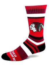 Chicago Blackhawks Hockey Red & White Rainbow Stripe Crew Socks