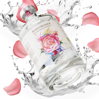 Bio Rosenwasser Hydrolat doppelte Wasserdampfdestillation 500ml Glasflasche