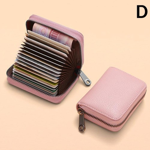 Slim Card Case Zipper Card Holder Wallet Credit Large R9G7 Capacity Card H9E4 - Picture 21 of 23