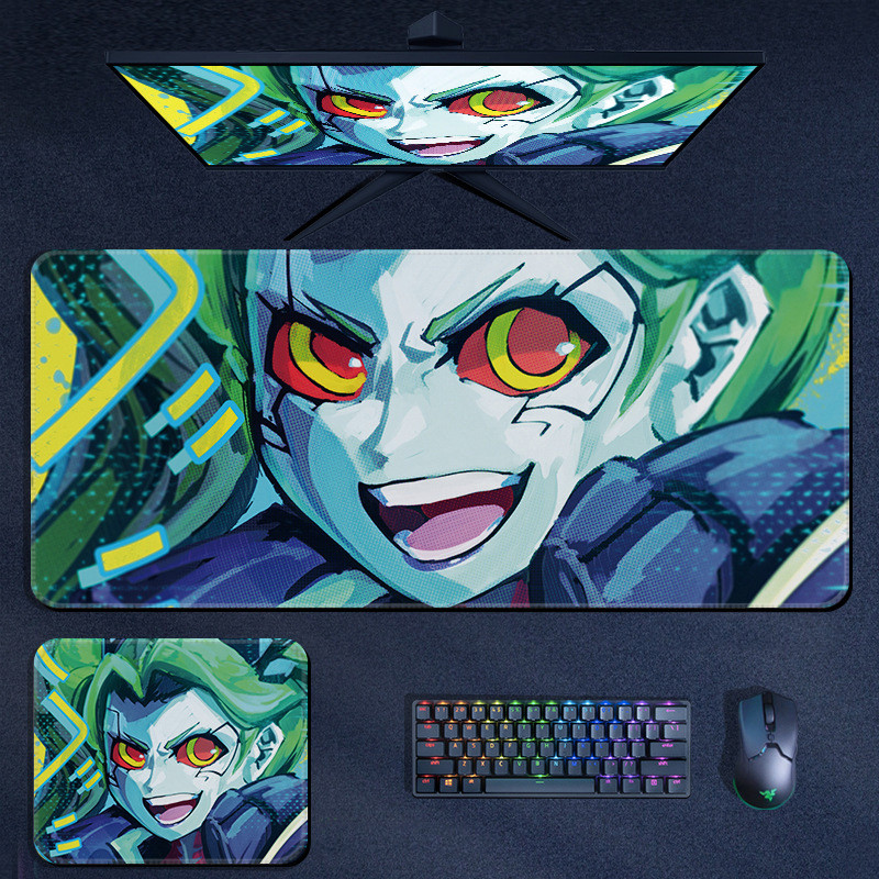 gaming mouse pad, large mat with non-slip base Cyberpunk Rebecca #01-image