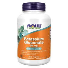 NOW FOODS Potassium Gluconate 99 mg Vegetarian 250 Tablets