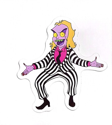 Beetlejuice Animated Cartoon Keaton Burton Davis Baldwin Water Resistant Sticker
