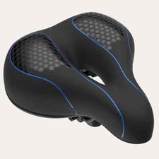 Everlasting Comfort Saddle Wide Bike Seat Black  Blue Comfortable Memory Foam