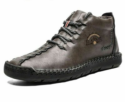 Botas De Nieve Para Hombre Calzado Cuero Moda Invierno Zapatos Casuales  Felpa | eBay