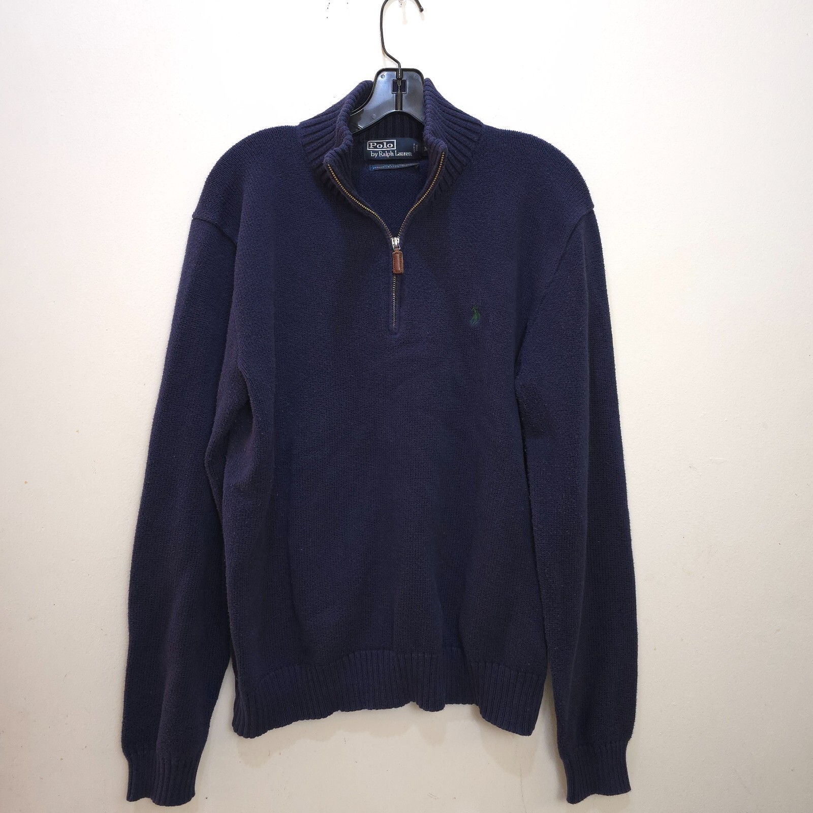 Polo Ralph Lauren maglione uomo blu navy medio pullover 1 4 zip pony felpa