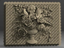 3D STL Models FLOWERS DECORATIVE PANEL 2 for CNC Router Aspire Artcam 3D Printer
