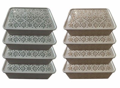 4 x Aufbewahrungskorb Griffe Ablage Kiste Rechteckig Büro Küche mit