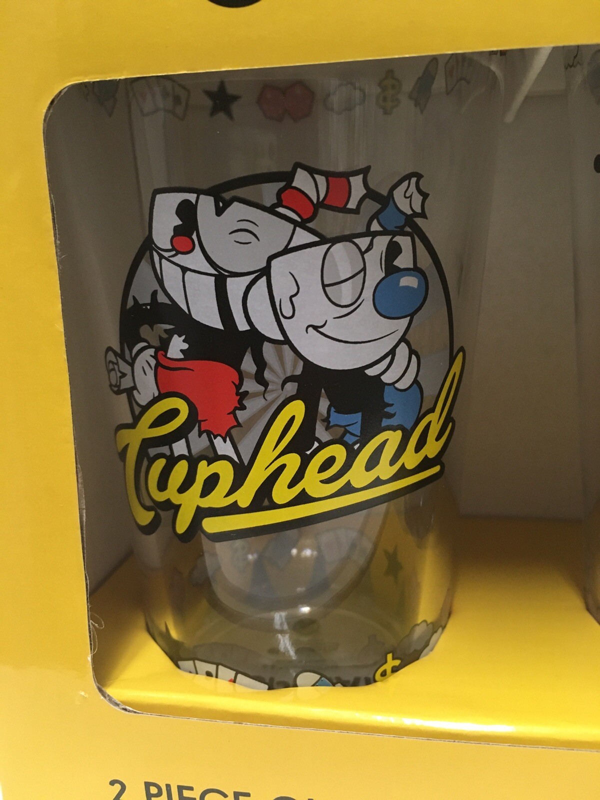 Cuphead and Mugman 2 Piece Pint Glass Set 16oz Brand New And Factory