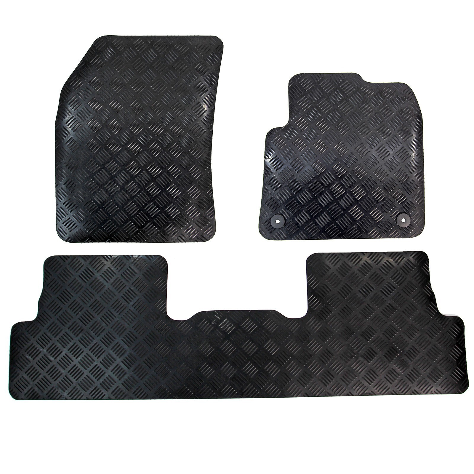 Peugeot 3008 MK2 2017+ Tailored Rubber Car Floor Mats 3pc Set Black Anti Slip