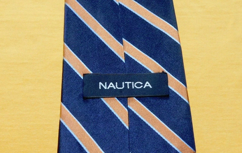 男式 NAUTICA 蓝色/橙色/浅蓝色条纹领带-领带-设计师领带。 — 第 2/3 张图片