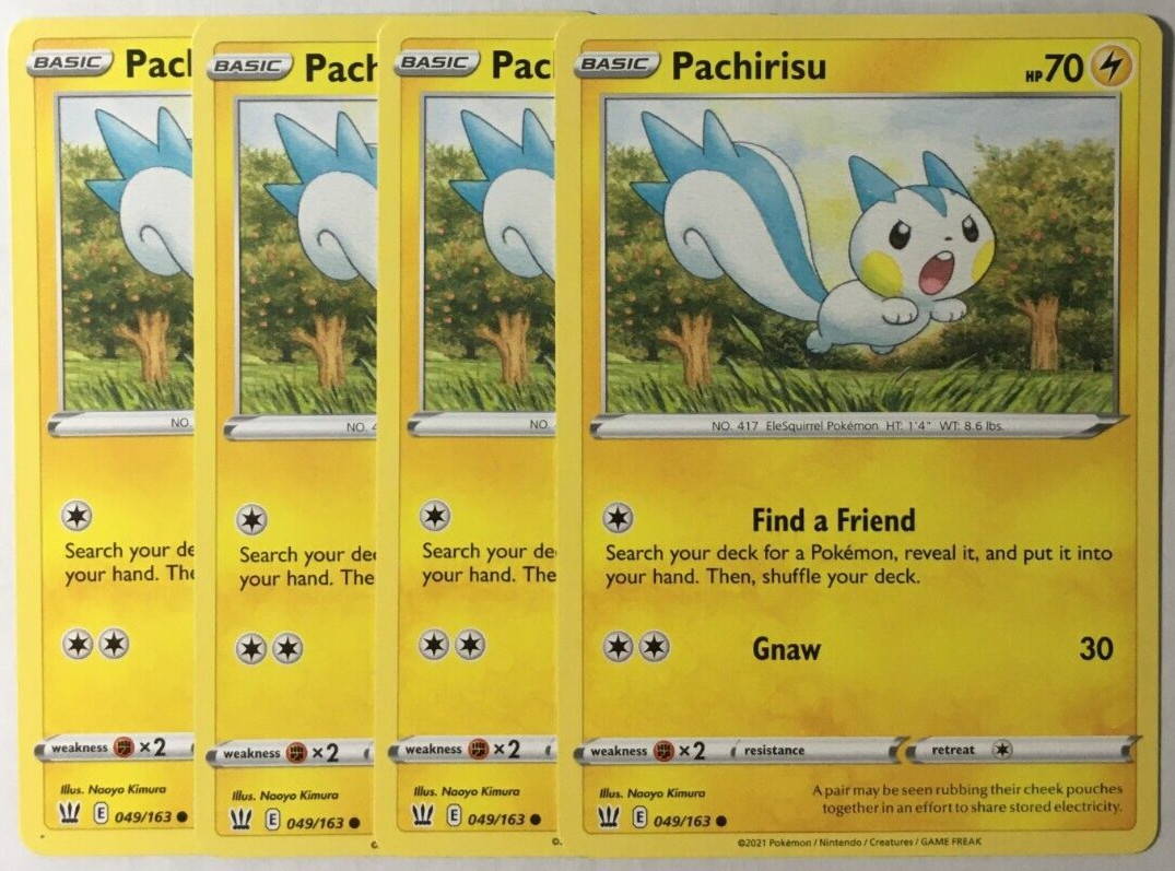POKEMON 4X PACHIRISU 049/163 BATTLE STYLES COMMON NEAR MINT-PLAYSET