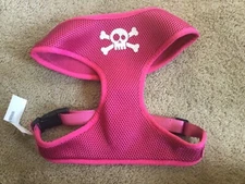 Mirage Pet Harness XL 17” Neck Dog Soft Mesh Skull Crossbones Design Pink NEW