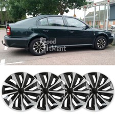 For Skoda Octavia Fabia 15" 4Pcs Wheel Hubcaps Covers Fit R15 Tire Rim Snap On