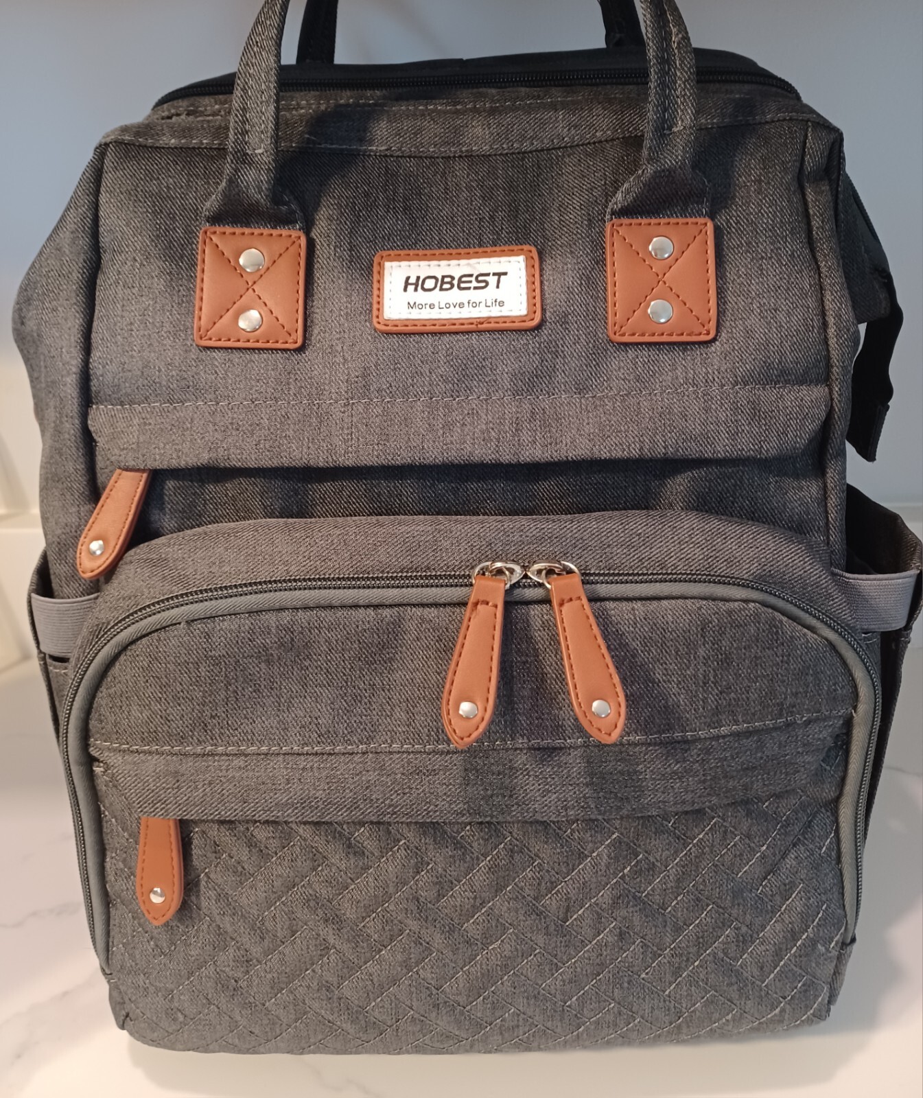 Hobest Diaper Bag Backpack, Multifunctional, Grey-image