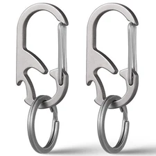 Titanium Carabiner Keychain Clip Bottle Opener Keychain Multitool Heavy Duty Car
