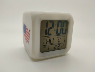 7 Colors Changing LED Digital Alarm Clock Time Snooze Thermometer Light Calendar