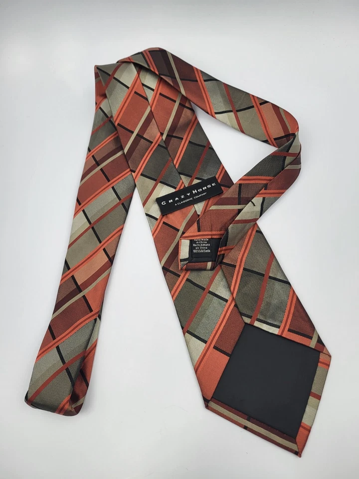 Corbata de seda Crazy Horse Claiborne roja rosa negra gris a cuadros para hombre 57 x 3,75 Foto 4 de 4