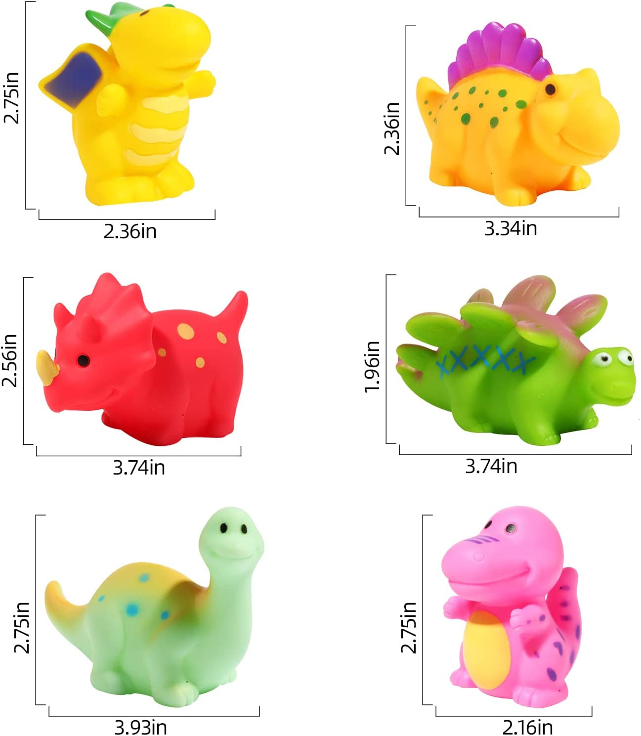 Mold Free Baby Bath Toys for Toddlers 1-3,6 Pcs No Hole Dinosaur Bathtub Toys fo