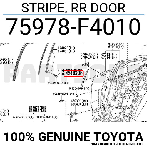 75978F4010 Genuine Toyota STRIPE, RR DOOR 75978-F4010 | eBay 