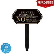 Private Property Sign for Yard, No Soliciting No Loitering No Trespassing Signs
