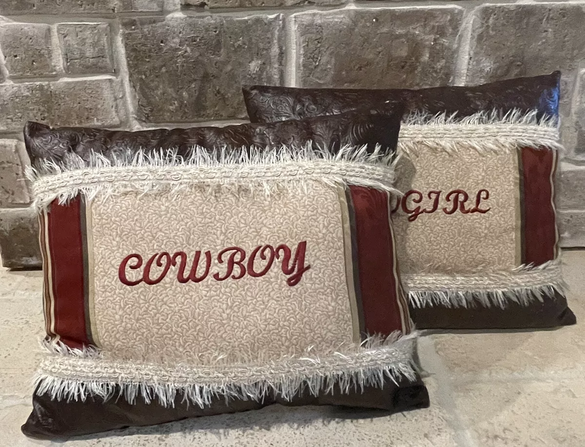 Pillows Western Throw Tulled Leather Floral Print Cowboy Cowgirl Ranch Set  of 2