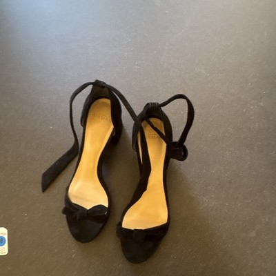 Alexandre Birman Women s Black Suede Strappy Bow Ankle Tie Block Heels 8
