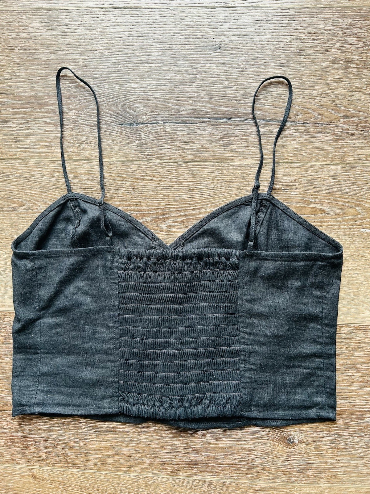 Express Black Button Front Snapped Back Crop Cami… - image 3