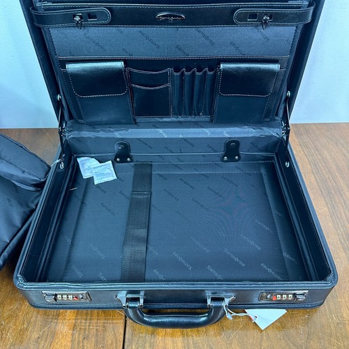 Samsonite Leather Computer Laptop Attache Briefcase Expandable 44077-1041 Black - Picture 6 of 11