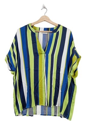 VIA APPIA Schlupf-Bluse Damen Bluse Gr. DE 42 blassgelb-blau-weiß Casual-Look