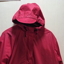 Lands' End Jacket Youth Medium 10-12 Red Hooded Fleece Lined Rain Shell