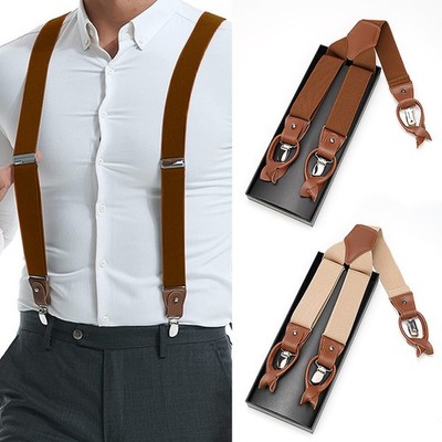 Herren Anzug Hemd Rückenträger strapazierfähig Hosenträger Gummizug Knopf/Clip ohne Karton