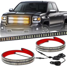 2PCS 24 inch Truck Grill Strobe Lights Strip 288 LED Emergency Amber/White