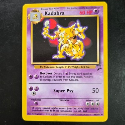 Pokemon Kadabra Base Set BS2 46/130 Uncommon Psychic Stage 1 Psi Evolution LP