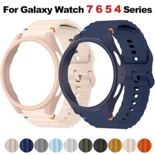 For Samsung Galaxy Watch FE 7 6 5 4 40mm/ 44mm Silicone Band Strap PC Case Cover