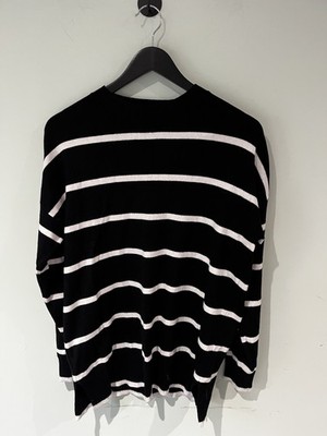Damen Streifen Freizeit Pullover, schwarz-weiß, Größe S, UK 8/10,  Charity 