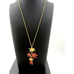 Authentic Michael Vincent Michaud 18K Gold Plated Japanese Maple Pendant Necklace