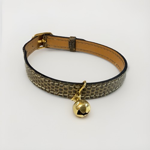 HERMES Cat Collar 17-23cm 6.7"- 9.0" Khaki F7