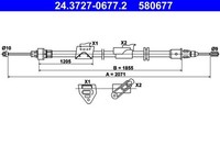 NEU - ATE 24.3727-0677.2 Seilzug, Feststellbremse FüR Ford