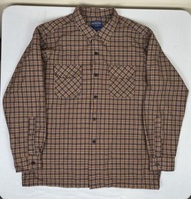 Pendleton 100 Wool Plaid Button Up Flannel Shirt Men  s Size XL Bronze Blue
