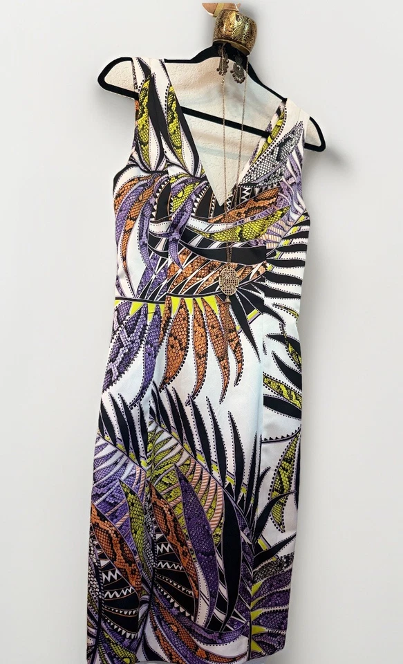 Vestido de Cóctel JUST CAVALLI BY ROBERTO CAVALLI VESTIDO MIDI ESTAMPADO talla 42 Nuevo sin Etiquetas Foto 2 de 4