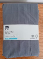 F&F luxury grey Cotton Rich Fitted Bed Sheet Double Size 180 thread count
