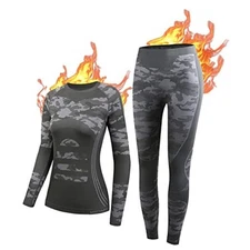  Thermal Underwear Base Layer Long Johns for Cold Weather Large Black-camouflage