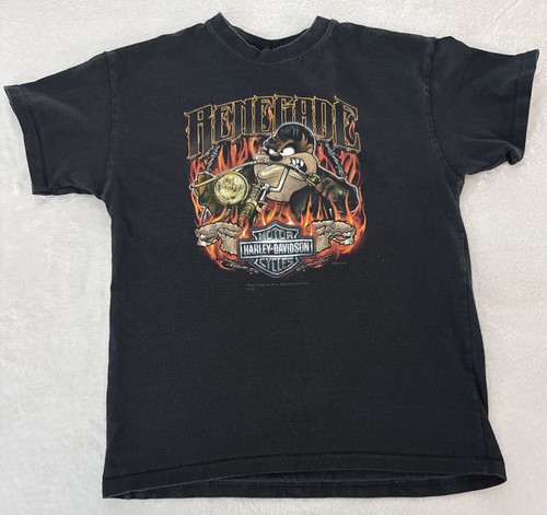 VTG Harley Davidson Taz & Bugs Bunny Looney Tunes Double Sided Youth Size S/M?