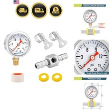 Fuel Pressure Gauge 0-15 Psi Glycerin Filled Stainless Steel 1 8 Npt Kit