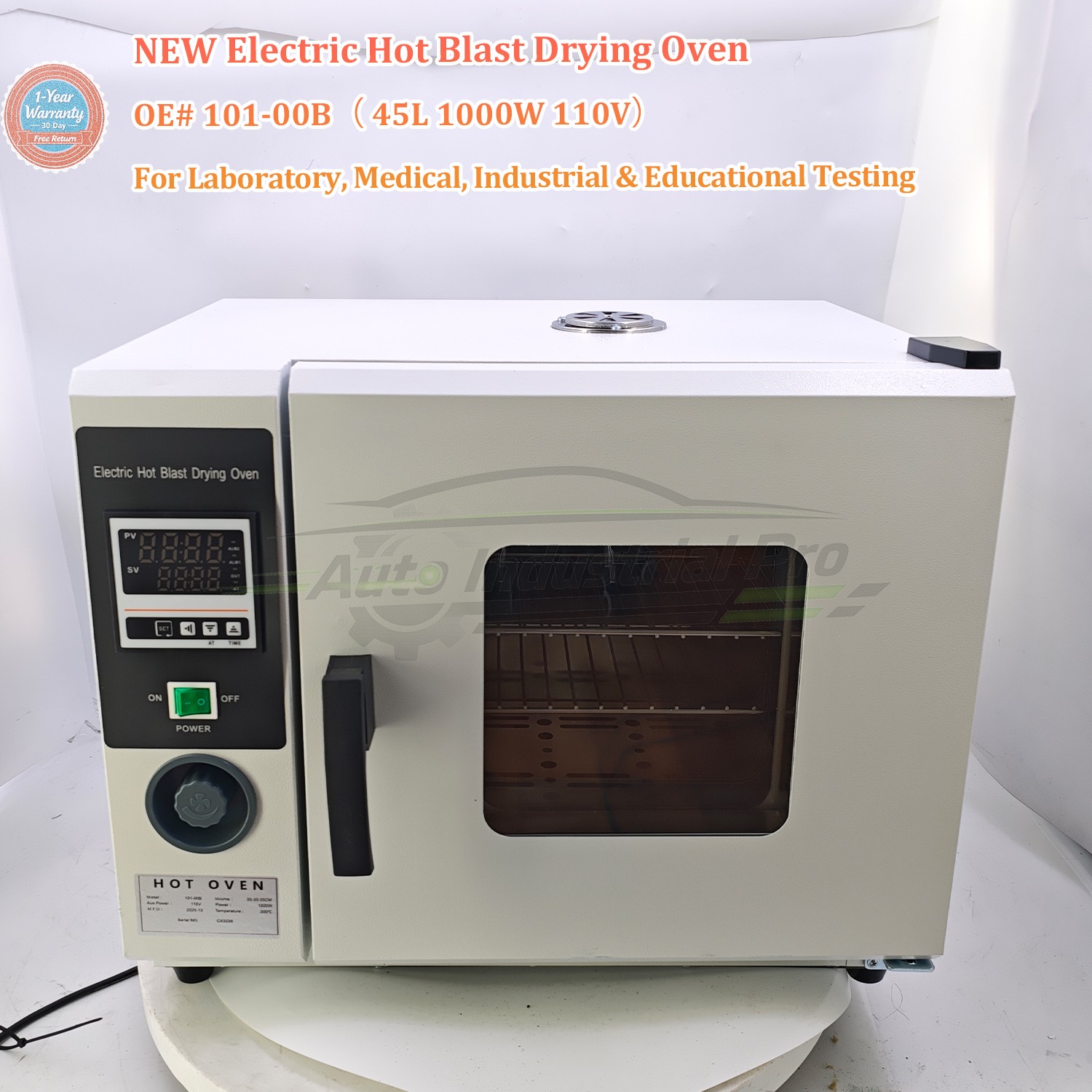 101-00B Electric Hot Blast Drying Oven 45L 1000W 110V Lab Stainless Steel NEW