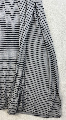 AS U WISH Summer Spaghetti Strap Maxi Striped Navy Blue & Gray L NWT W/ Slit - Picture 5 of 9