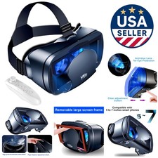 Black VR Headset with Remote for Movies Games - Fits Most Smartphones 5-7 Inch